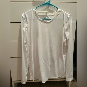 Athleta UPF long sleeve white top, size medium.